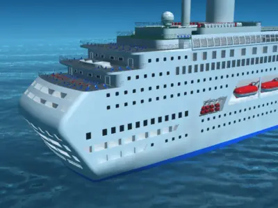 Animated Ship with Ocean 3D model