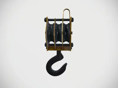 Triple Sheave Rope Pulley Block 3D model