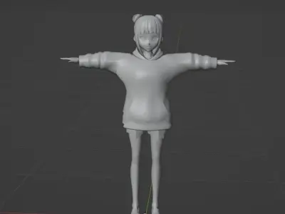 anime kawaii girl character Low-poly 3D model