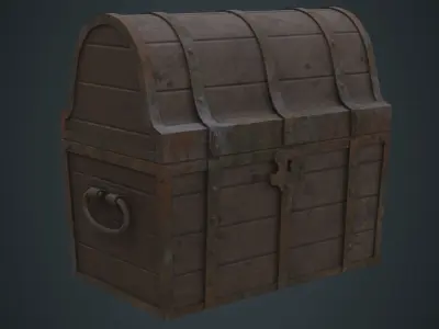 Wooden Chest 1C Low-poly 3D model