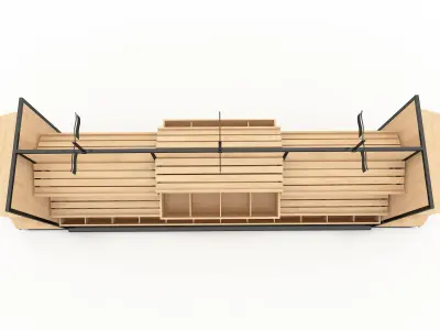 Shelf 3D model 7 wooden with shelves 3D model