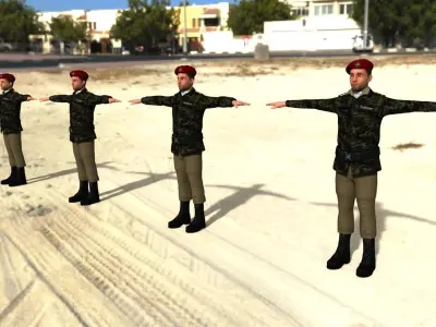 Army commandor Low-poly 3D model