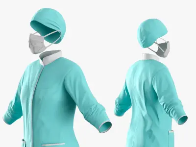  Invisible Medical Coat Outfit with Mask Cap Mint 