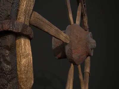 Old Destroyed Wheel Low-poly 3D model