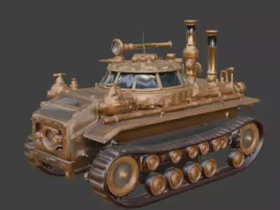Steampunk Light Armored Vehicle 3D Model Low-poly 3D model