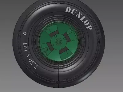Spitfire - four spoke wheel - smooth tires 3D print model