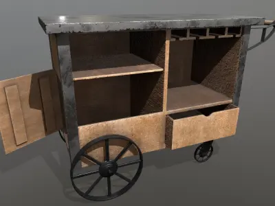 Industrial Service Food Cart Low-poly 3D model