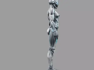 Cyberpunk Chrome Female Mech Suit 3D model