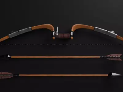 Bow and Arrow Low-poly 3D model