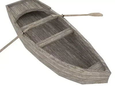 Rowboat wooden boat Free 3D model