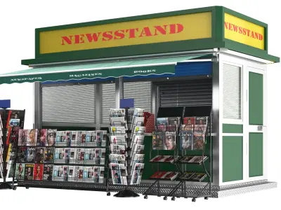 Detailed Newspapers Stand Kiosk 
