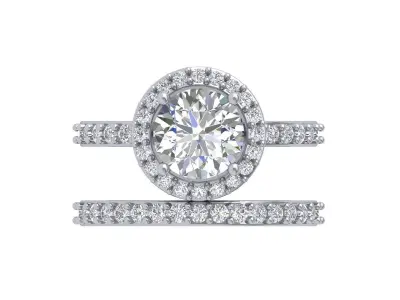 Solitair Ring Bridal Set 3D print model 56