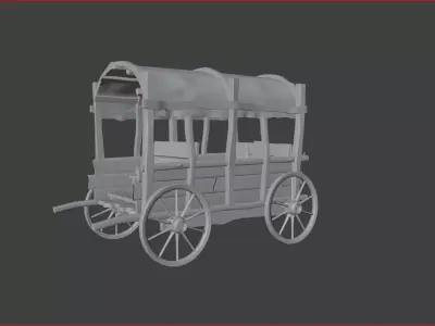  Old Wooden Cart 3D Model 3D model