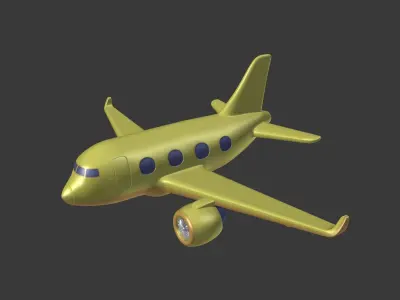 Cartoon Plane Low-poly 3D model get
