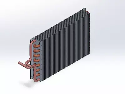 Industrial Finned-Tube Heat Exchanger - SolidWorks Assembly 3D model