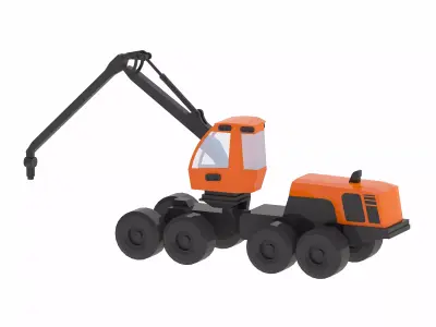 Harvester Forestry 391XH Simplified Low-poly 3D model