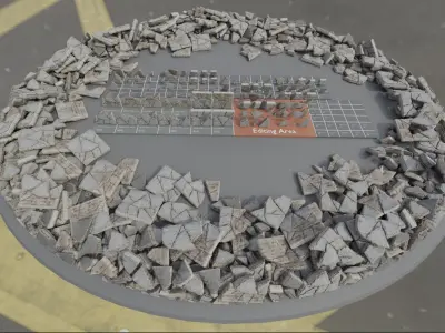 Reinforced Concrete Demolition Waste Low-poly 3D model