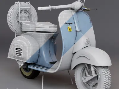 Realistic Old Vespa Model 3D Model 3D model