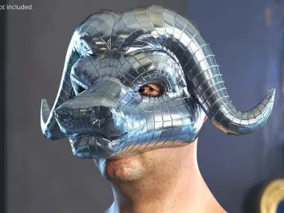 Bull Horn Mask Silver 3D model