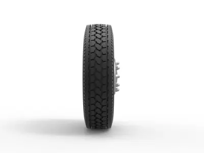 Front custom wheel of semi truck Version 12 Scale 1 to 25 3D print model