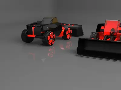 Bulldozer 3D studio Low-poly 3D model