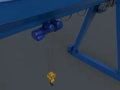 PBR Single Girder Gantry Crane V1 - BLUE Low-poly 3D model