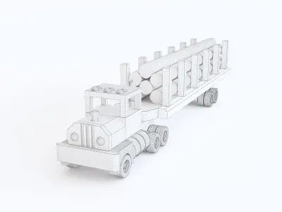 Wooden toy truck 05 3D model