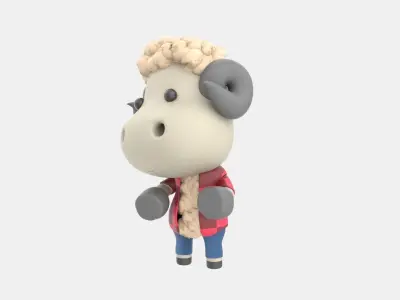 Cute Sheep 3D Illustration 3D model buy
