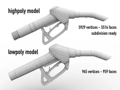 Fuel Pump Gas Nozzle Low-poly 3D model