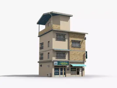 Japanese House x8 Low-poly 3D model