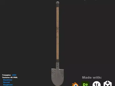 Steel Shovel - Game Ready PBR Tool Survival Prop Low-poly 3D model