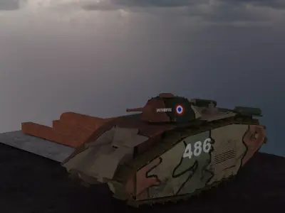 Char B1 Bis WW2 French Tank 3D model