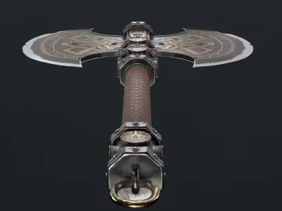 Dwarf battle axe Low-poly 3D model
