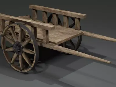 Medieval wooden cart Project 3d Model with PBR texture 3D model