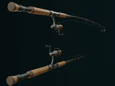 Fishing rod Low-poly 3D model get