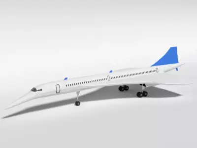 Low Poly Cartoon Concorde Airplane Low-poly 3D model