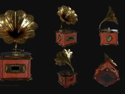 Modern Bluetooth Gramophone Low-poly 3D model
