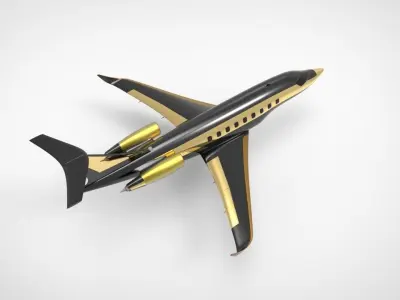 golden private jet 3D model