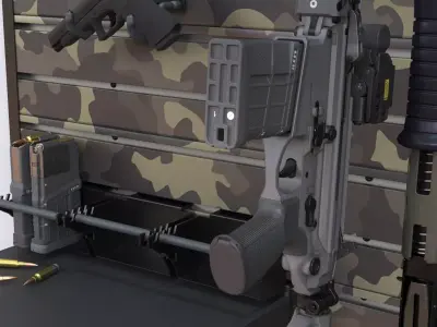 Gun Rack Woodland Camouflage with Weapons 3D model purchase