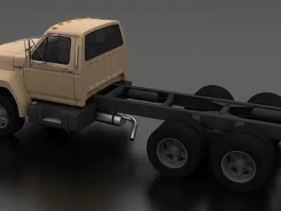 F-Series F-800 Truck Chassis Tandem Axle 1980 Low-poly 3D model