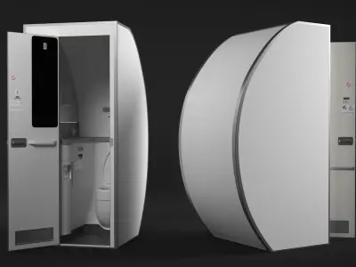 Airplane Toilet Lavatory Interior 3D model