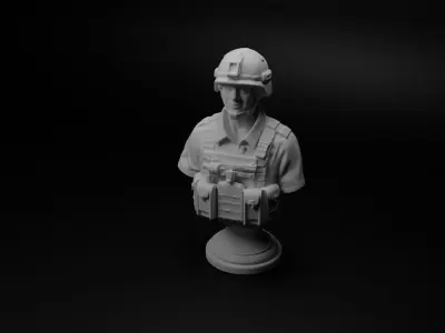 Modern Special Forces Soldier Bust Chess 3D print model get