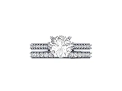 Solitair Ring Bridal Set 3D print model 43