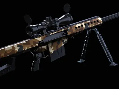 M107a1 Barrett Sniper Rifle Low-poly 3D model