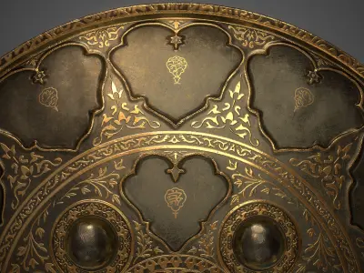 Indian style Dhal Shield - Low Poly Low-poly 3D model