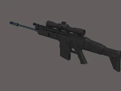 SCAR-L rifle with scope Low-poly 3D model