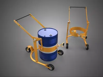 FUEL DRUM BARREL TROLLEY CART BARROW HAND TRUCK LIFTING HOLDER 3 3D model