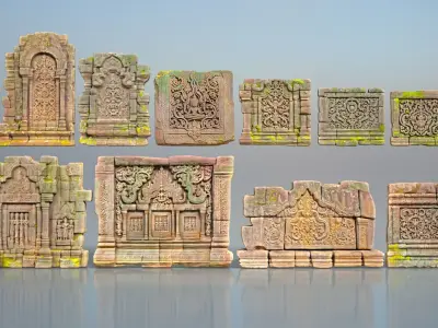 High poly  ruin Temple Walls - 240705 3D model