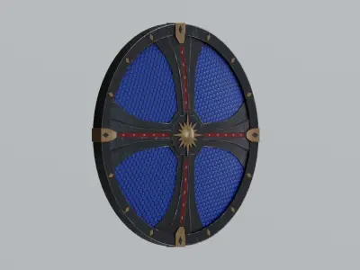 Medieval round wooden shield Low-poly 3D model purchase