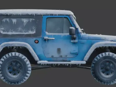 Frozen Damaged Off Road Jeep 3D Model V02 Low-poly 3D model